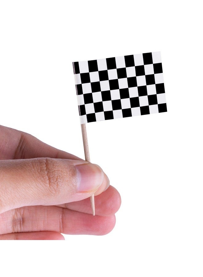 Super Z Outlet 100 Pack Mini Checkered Racing Flag Finish Line Cupcake Toppers Party Decorations Picks Set (2.5 Inches Tall) - Image 4