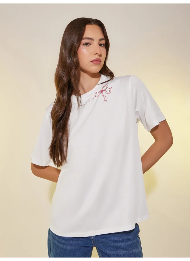 تايك تو Take Two Graphic Print Short Sleeve T-Shirt