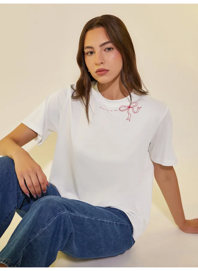 تايك تو Take Two Graphic Print Short Sleeve T-Shirt