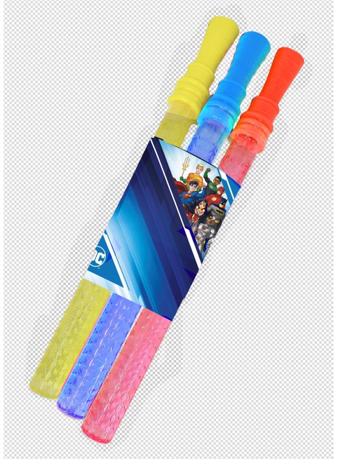 Ciao Justice League Bubble Swords Set of 3 – 38cm Large Bubble Wands with 118ml Solution Each, Licensed Superhero Design, Fun Outdoor Toy for Kids, Perfect for Parties & Gifts - Image 1