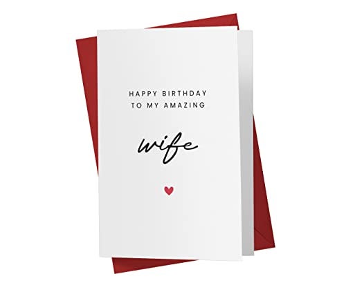 Karto Sweet Birthday Card for Wife Her - Large 5.5x8.5 inch Wife Birthday Cards - Simple - Image 1
