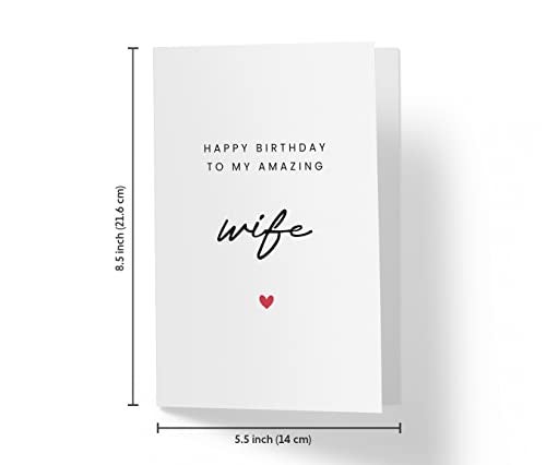 Karto Sweet Birthday Card for Wife Her - Large 5.5x8.5 inch Wife Birthday Cards - Simple - Image 4