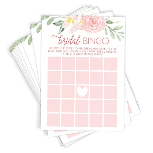 Printed Party Bridal Shower Games – Bingo Game with Blank Squares to Guess The Bride’s Gifts, Fun Wedding Shower Activity, Pink Floral Design, 50 Guests - Image 5