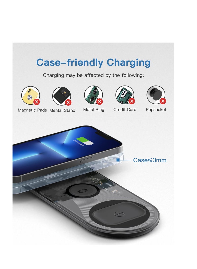 SYOSI Wireless Charging Pad, Portable 3 in 1 Wireless Charger Station for Multiple Devices,Ultra-Slim Travel Charging Pad for Apple Watch 7/6/5/4/3/2,iPhone 14 13 12 Pro&  3/2/Pro - Image 2