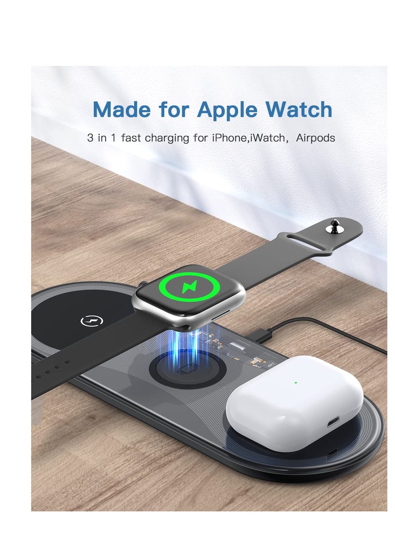 SYOSI Wireless Charging Pad, Portable 3 in 1 Wireless Charger Station for Multiple Devices,Ultra-Slim Travel Charging Pad for Apple Watch 7/6/5/4/3/2,iPhone 14 13 12 Pro&  3/2/Pro - Image 4