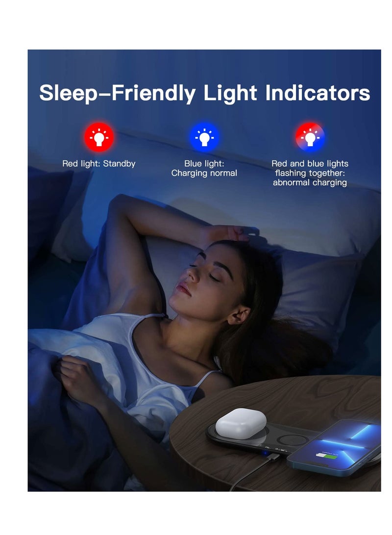 SYOSI Wireless Charging Pad, Portable 3 in 1 Wireless Charger Station for Multiple Devices,Ultra-Slim Travel Charging Pad for Apple Watch 7/6/5/4/3/2,iPhone 14 13 12 Pro&  3/2/Pro - Image 5