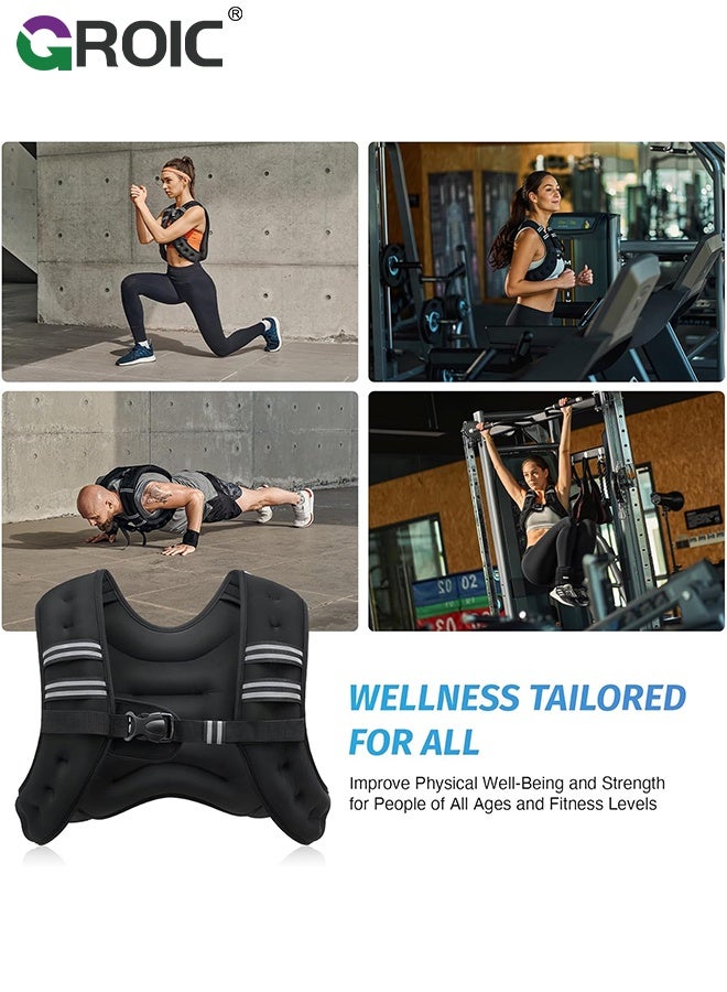 GROIC Weighted Vest for Women & Men with Reflective Stripe and Adjustable Buckle, Comfortable & Durable Rucking Vest for Walking, Running & Strength Training -  8lb - Image 4