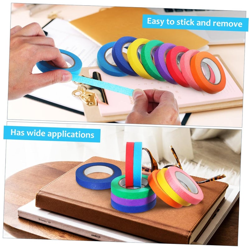 8 Rolls Colored Masking Tape for Arts Crafts DIY Labeling Decorating Writable No Bleed - Image 5