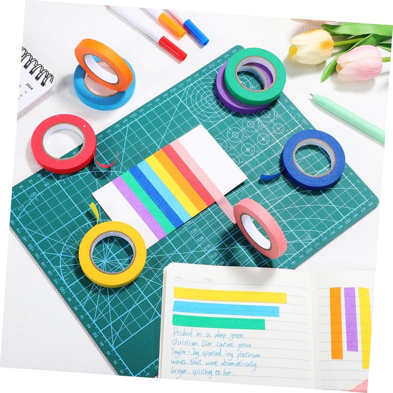 8 Rolls Colored Masking Tape for Arts Crafts DIY Labeling Decorating Writable No Bleed - Image 3