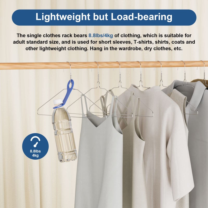 SPECILITE Wire Metal Clothes Hangers Bulk 100 Pack for Standard Size Suits, Coats, Shirts, Pants, Skirts, Space Saving, Non Slip,16 Inch 12 Gauge Ultra Thin, Silver - Image 5