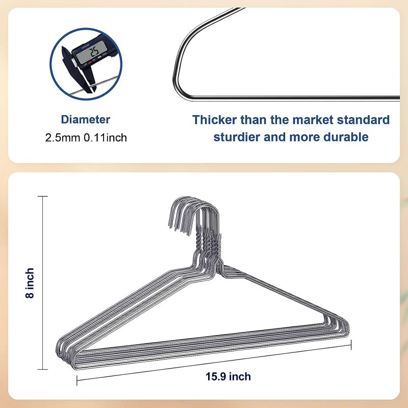 SPECILITE Wire Metal Clothes Hangers Bulk 100 Pack for Standard Size Suits, Coats, Shirts, Pants, Skirts, Space Saving, Non Slip,16 Inch 12 Gauge Ultra Thin, Silver - Image 3
