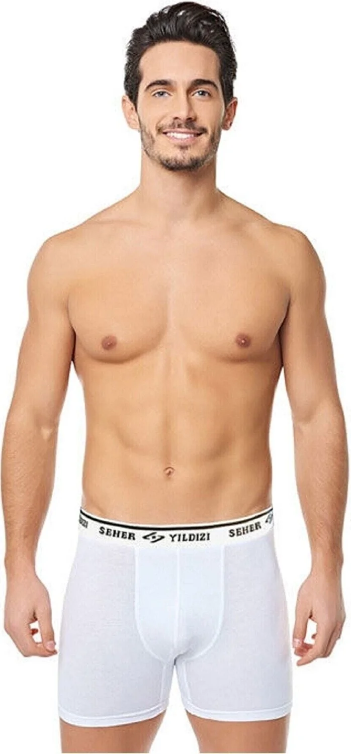 Seher Yıldızı Seher Yıldız 6 Pack Men's Lycra Elastane Boxer Briefs White
