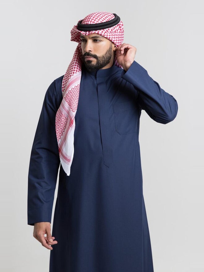 الشياكة ثوب كلاسيك رجالي صيفي، أزرق - 53 بوصة - Image 5