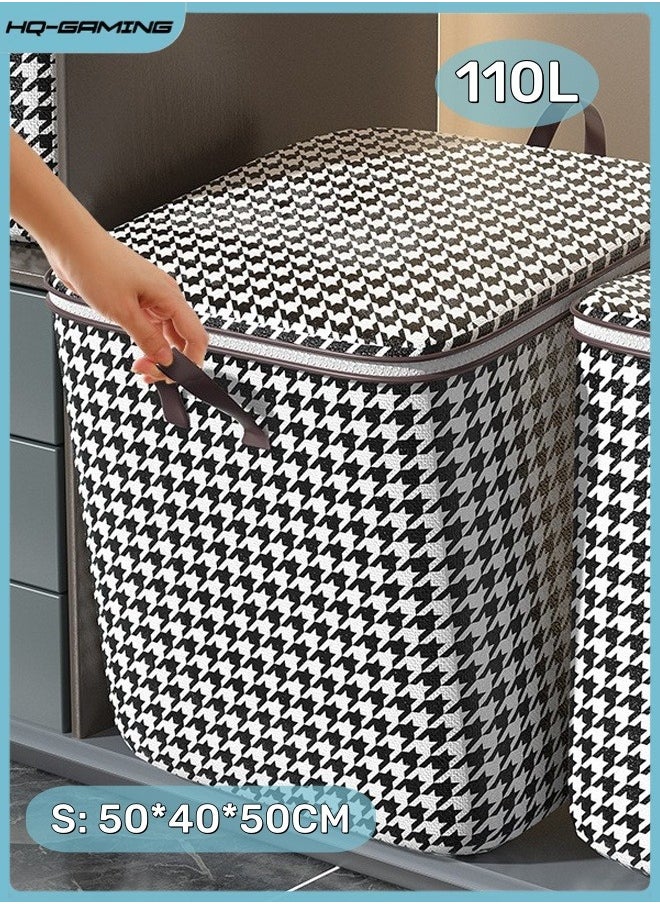 Generic Large Storage Bag Waterproof Clothing Storage Bins Foldable Closet Organizers Storage Containers Zipper Bag Handle Zipper Design for Clothing Blanket Comforters Bed Sheets Pillows and Toys (110L)  - Image 1