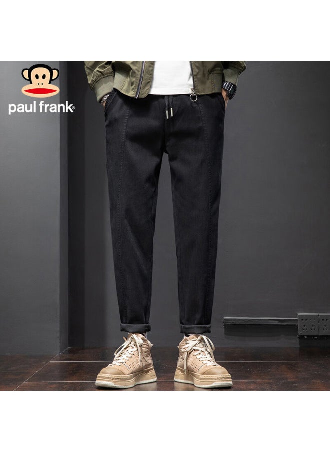 Paul Frank Men's Casual Pants Spring Slim Fit Men's Work Pants Solid Color Men's Pants Black 4xl