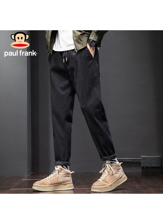 Paul Frank Men's Casual Pants Spring Slim Fit Men's Work Pants Solid Color Men's Pants Black 4xl