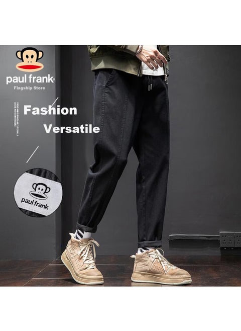 Paul Frank Men's Casual Pants Spring Slim Fit Men's Work Pants Solid Color Men's Pants Black 4xl
