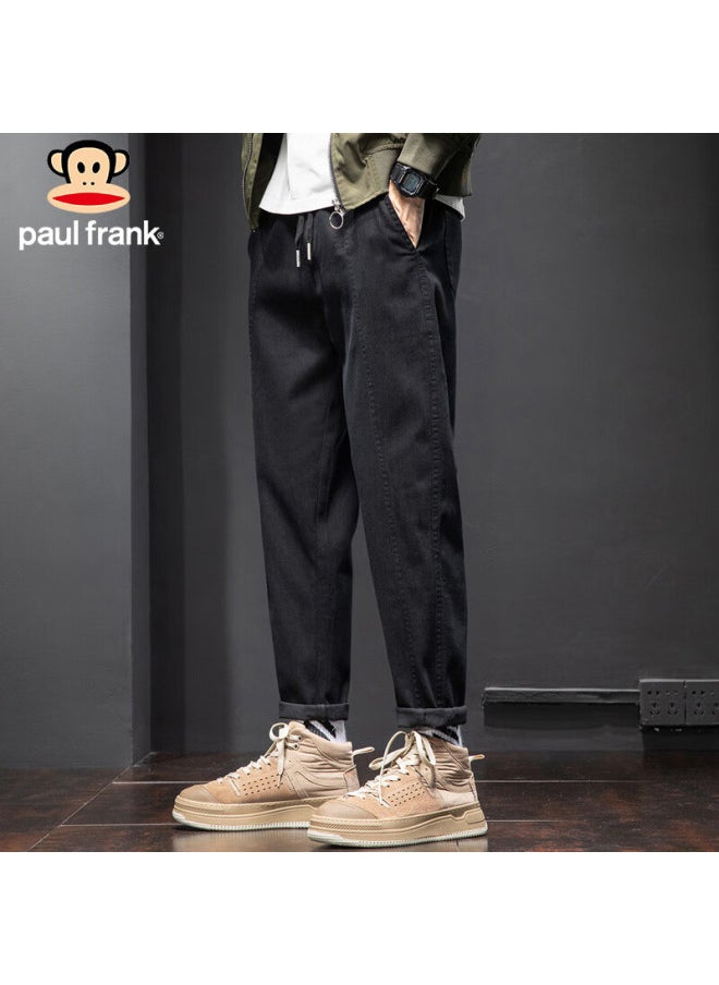 Paul Frank Men's Casual Pants Spring Slim Fit Men's Work Pants Solid Color Men's Pants Black 4xl