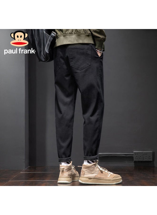Paul Frank Men's Casual Pants Spring Slim Fit Men's Work Pants Solid Color Men's Pants Black 4xl