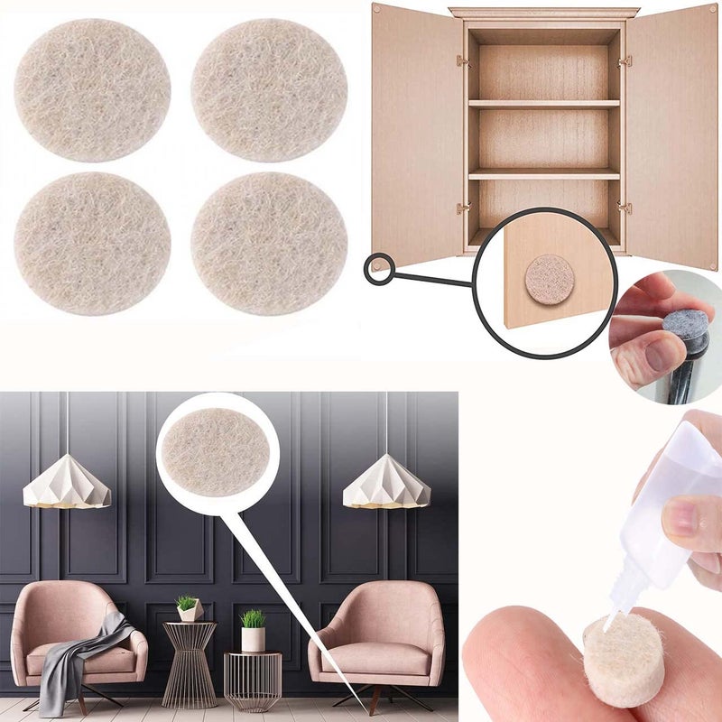 DIY Crafts 16, 1 inch + Adhesive Compound, 16 Pcs, 1 inch Dia, Round, Furniture Felt Pads Protects Kitchen Cabinets, Drawers, Desks Furniture Agai(16, 1 inch + Adhesive Compound) - Image 1