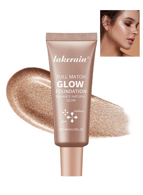 Full Match Glow Foundation, Enhance Foundation Natural Glow, Professional Coverage for a Flawless Look ,#03 Medium （40ml ）