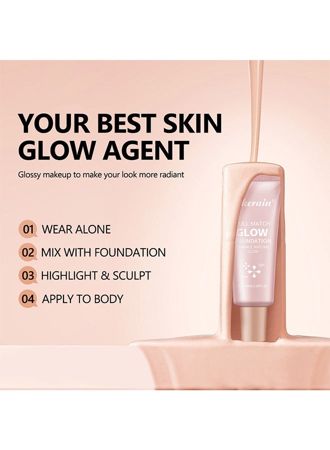 Full Match Glow Foundation, Enhance Foundation Natural Glow, Professional Coverage for a Flawless Look ,#03 Medium （40ml ）