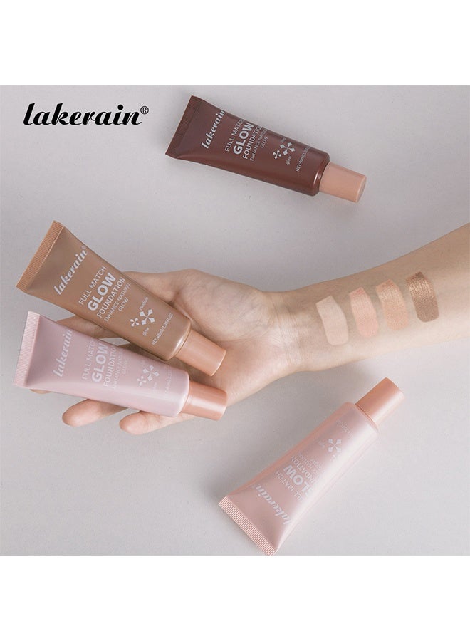 Full Match Glow Foundation, Enhance Foundation Natural Glow, Professional Coverage for a Flawless Look ,#03 Medium （40ml ）