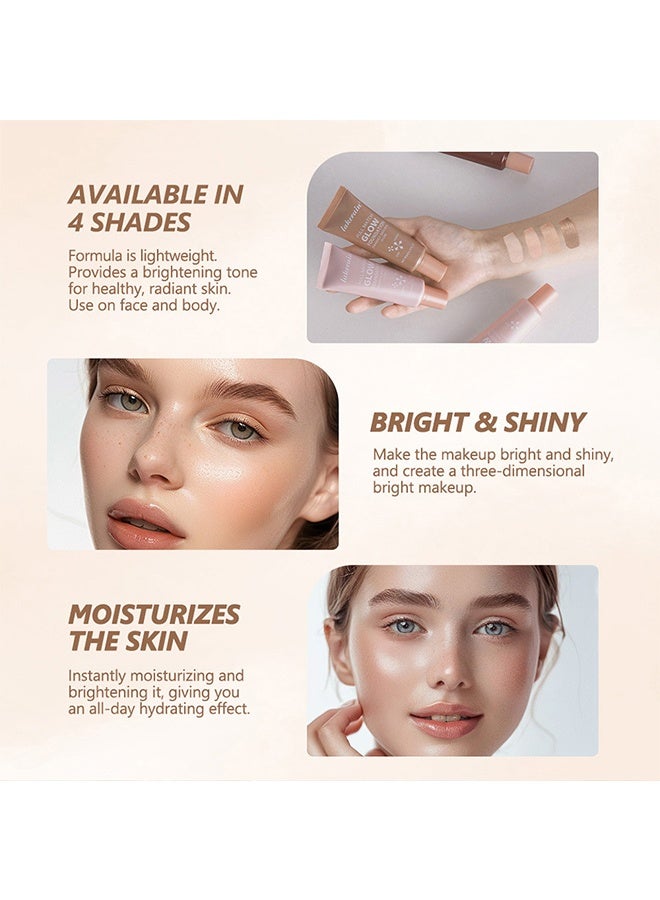 Full Match Glow Foundation, Enhance Foundation Natural Glow, Professional Coverage for a Flawless Look ,#03 Medium （40ml ）