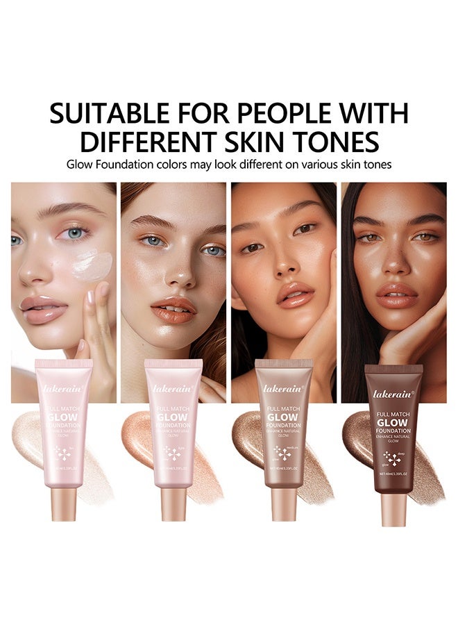 Full Match Glow Foundation, Enhance Foundation Natural Glow, Professional Coverage for a Flawless Look ,#03 Medium （40ml ）