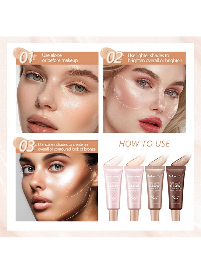 Full Match Glow Foundation, Enhance Foundation Natural Glow, Professional Coverage for a Flawless Look ,#03 Medium （40ml ）