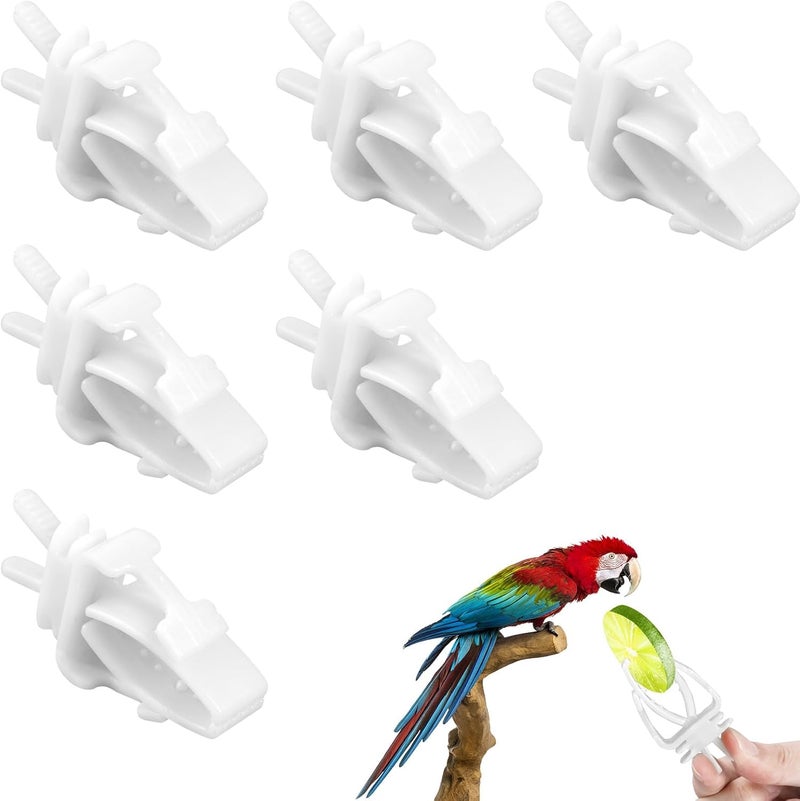 Bruislard 6 Pack Bird Cage Clips Bird Cage Food Holder Parrot Fruit Vegetable Clips White Cages Feeder Clip for Cockatoo Cockatiel Budgie Parakeet Macaw Conure - Image 1