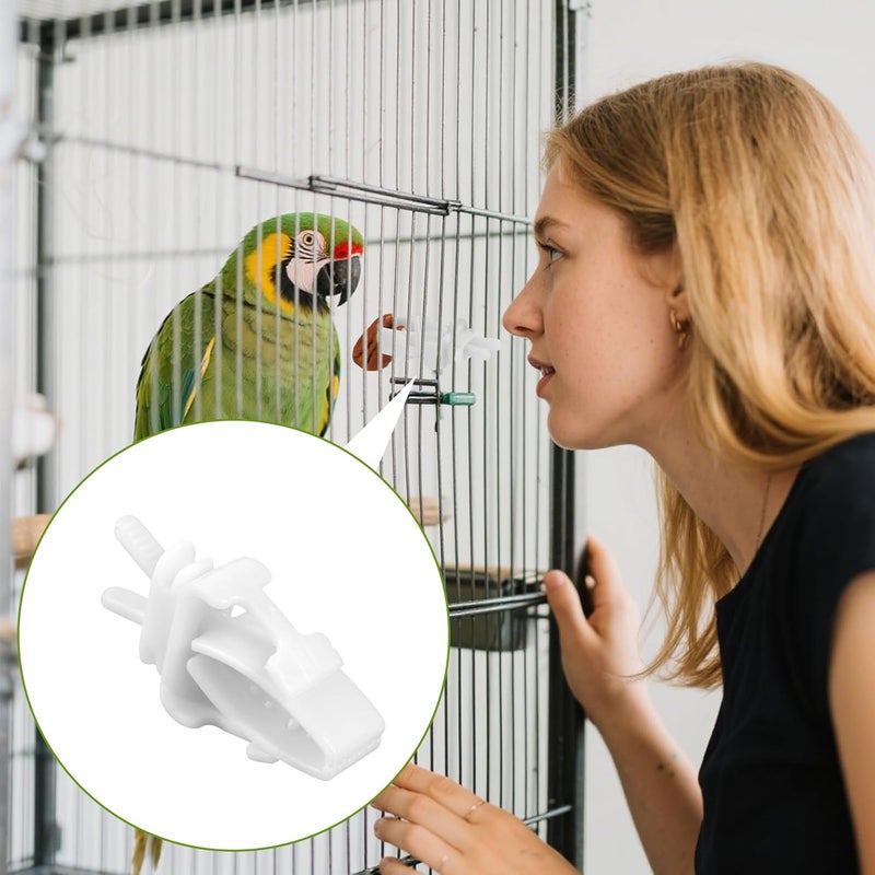 Bruislard 6 Pack Bird Cage Clips Bird Cage Food Holder Parrot Fruit Vegetable Clips White Cages Feeder Clip for Cockatoo Cockatiel Budgie Parakeet Macaw Conure - Image 4