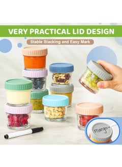 HASTHIP HASTHIP® 6Pcs Salad Dressing Containers 120ml Glass Jam Jars Ketchup Cups Sauces Jars for Lunch Box Portable Glass Sauces Cups with Cap Multi-Purpose Glass Jar for Seasonings, Jam, Soy Sauces, More  - Image 5
