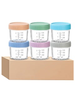 HASTHIP HASTHIP® 6Pcs Salad Dressing Containers 120ml Glass Jam Jars Ketchup Cups Sauces Jars for Lunch Box Portable Glass Sauces Cups with Cap Multi-Purpose Glass Jar for Seasonings, Jam, Soy Sauces, More  - Image 1
