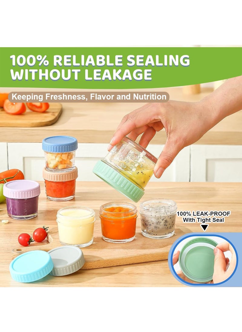 HASTHIP - HASTHIP® 6Pcs Salad Dressing Containers 120ml Glass Jam Jars Ketchup Cups Sauces Jars for Lunch Box Portable Glass Sauces Cups with Cap Multi-Purpose Glass Jar for Seasonings, Jam, Soy Sauces, More - Image 1
