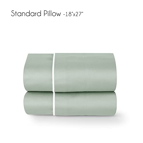 Spread Spain Italian Cotton Standard Pillow Cases Set of 2 Super Soft and Breathable Envelope Closure Pillowcases 18" x 27" Inches Standard Size with 500 Thread Count Mint - Image 4