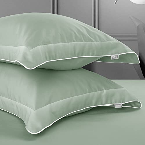 Spread Spain Italian Cotton Standard Pillow Cases Set of 2 Super Soft and Breathable Envelope Closure Pillowcases 18" x 27" Inches Standard Size with 500 Thread Count Mint - Image 1