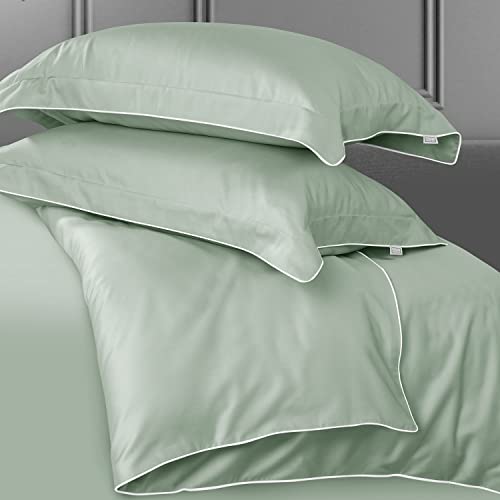 Spread Spain Italian Cotton Standard Pillow Cases Set of 2 Super Soft and Breathable Envelope Closure Pillowcases 18" x 27" Inches Standard Size with 500 Thread Count Mint - Image 2