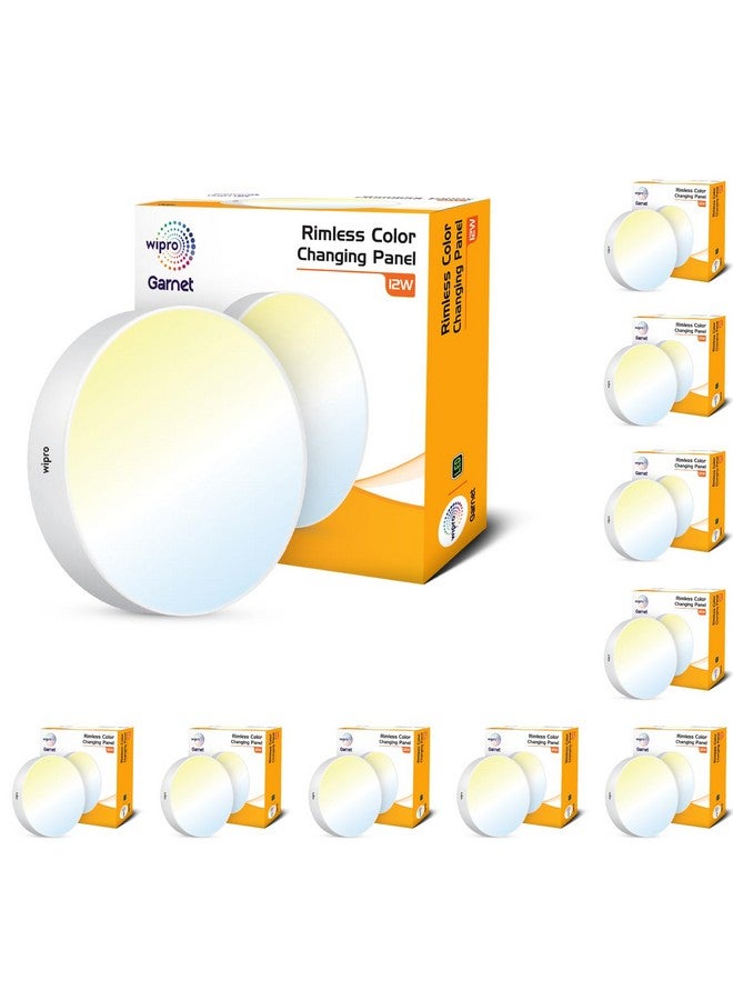 wipro Garnet 12W Rimless Round CCT Surface Panel | Colour Changing Panel | Warm White, Neutral White, Cool White | Elegant Rimless Design | Surface Mounted LED Downlighter for Ceiling |Pack of 10 - Image 1