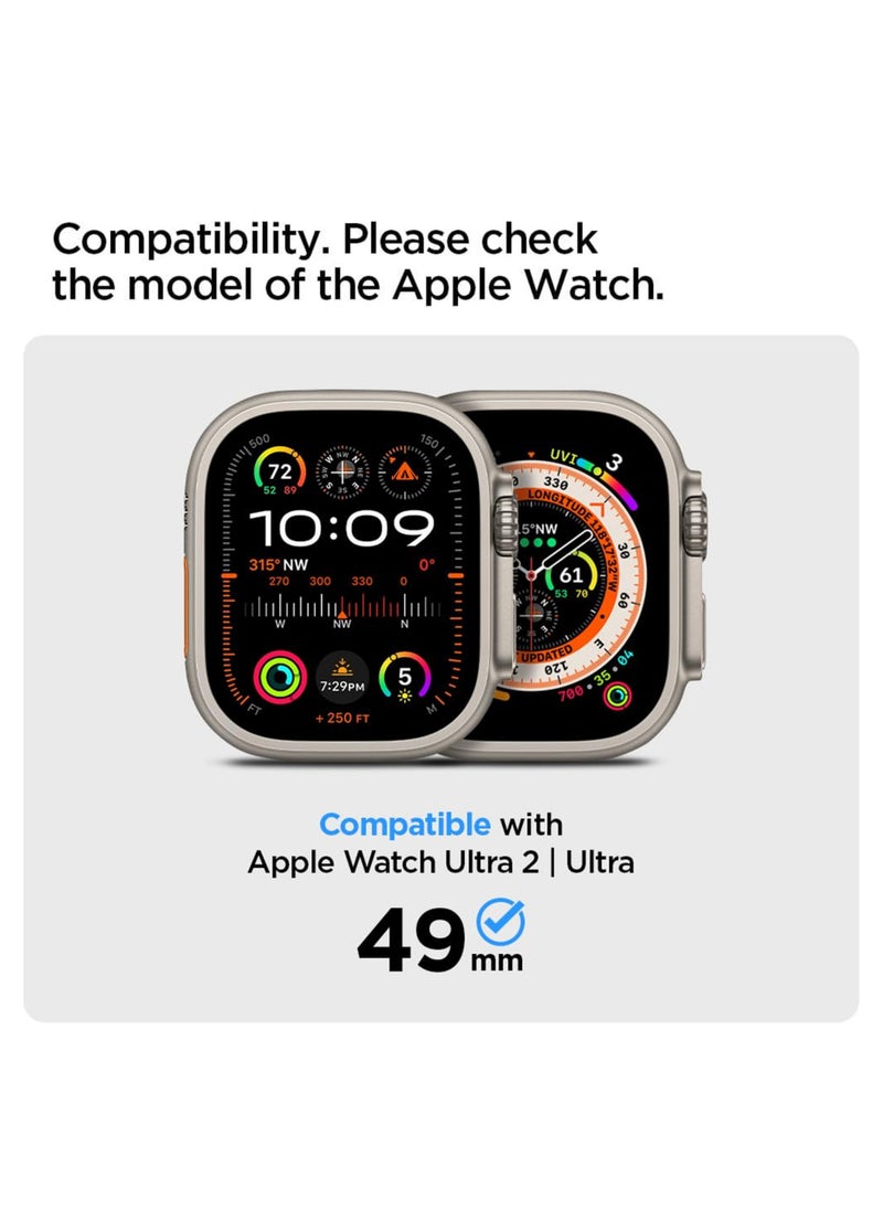Waldic Apple Smartwatch Ultra 2 (49mm) Protective Case with Screen Protector | Sport Rugged Bumper Designed For Apple Smartwatch Ultra 2 (49mm) | Case Built In 9H Tempered Glass Screen Protector, Hard PC Protective Case Cover - Black  - Image 2