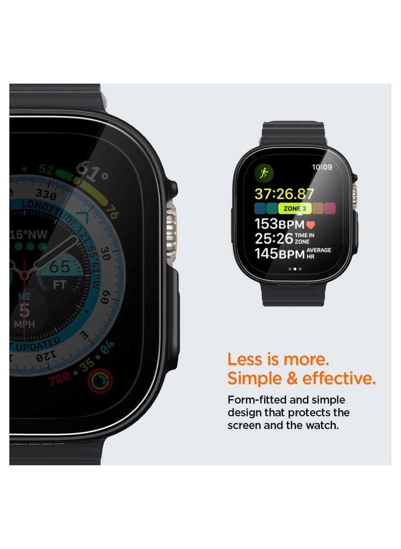 Waldic Apple Smartwatch Ultra 2 (49mm) Protective Case with Screen Protector | Sport Rugged Bumper Designed For Apple Smartwatch Ultra 2 (49mm) | Case Built In 9H Tempered Glass Screen Protector, Hard PC Protective Case Cover - Black  - Image 4