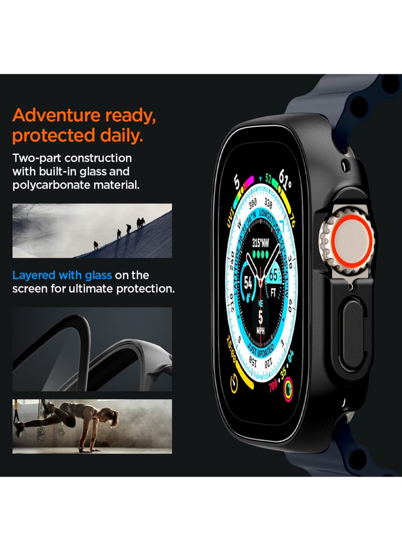Waldic Apple Smartwatch Ultra 2 (49mm) Protective Case with Screen Protector | Sport Rugged Bumper Designed For Apple Smartwatch Ultra 2 (49mm) | Case Built In 9H Tempered Glass Screen Protector, Hard PC Protective Case Cover - Black  - Image 5