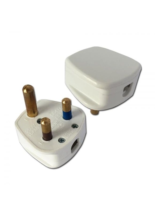 Generic 15 amp TOP PLUG Electronic 3 Pin Cylinder Power UK Plug 3 Pin Plug Fused ~ WHITE (PACK OF 2)  - Image 4