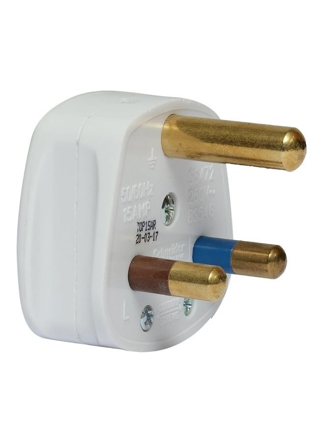 Generic 15 amp TOP PLUG Electronic 3 Pin Cylinder Power UK Plug 3 Pin Plug Fused ~ WHITE (PACK OF 2)  - Image 5