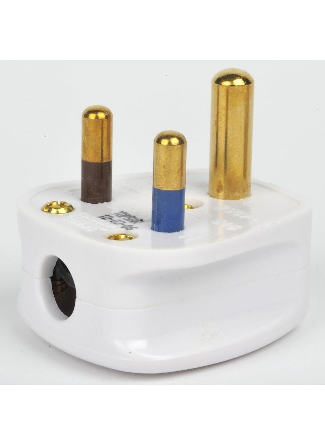 Generic 15 amp TOP PLUG Electronic 3 Pin Cylinder Power UK Plug 3 Pin Plug Fused ~ WHITE (PACK OF 2)  - Image 1