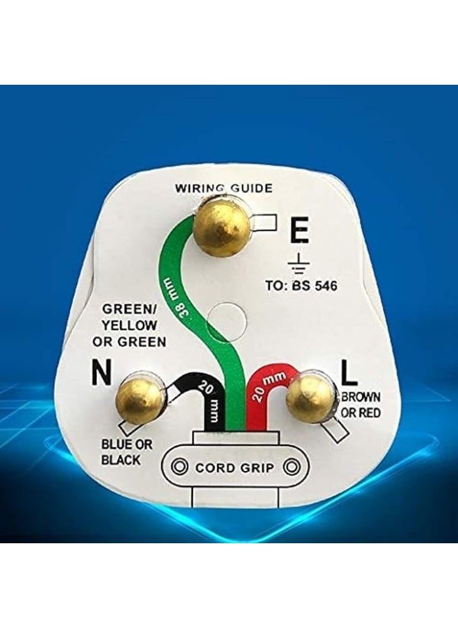 Generic 15 amp TOP PLUG Electronic 3 Pin Cylinder Power UK Plug 3 Pin Plug Fused ~ WHITE (PACK OF 2)  - Image 3