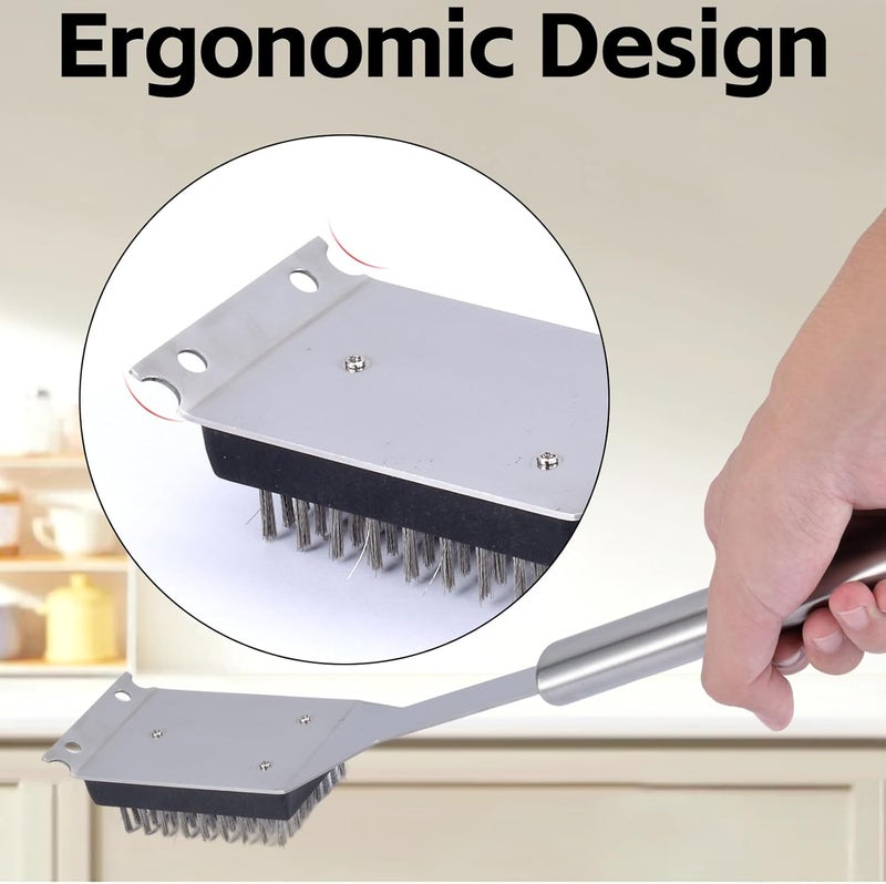 Edgnb 2 Pack Grill Brush and Scraper, 16” & 14” Wire BBQ Grill Brush, 304 Stainless Steel Cleaning Brush, Safe Grill Cleaner Brush - Ideal Gift for Men/Dad - Image 3