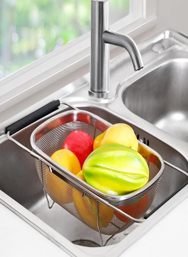 KRLZ Extendable Over The Sink Colander Strainer Basket - Stainless Steel Strainers and Colanders - Wash Vegetables and Fruits, Drain Cooked Pasta - Kitchen Essentials - Image 1