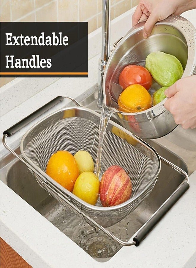 KRLZ Extendable Over The Sink Colander Strainer Basket - Stainless Steel Strainers and Colanders - Wash Vegetables and Fruits, Drain Cooked Pasta - Kitchen Essentials - Image 5