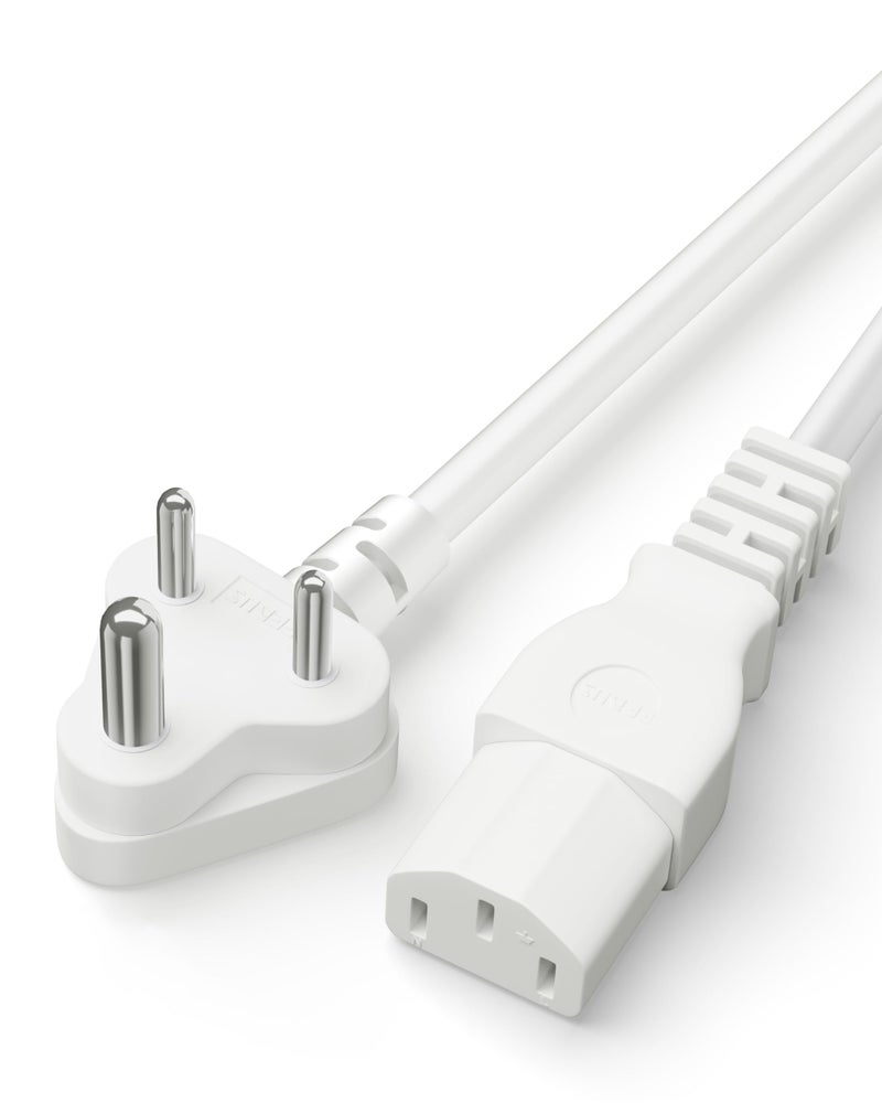 FEDUS Power Cord 1.8 Meter Replacement India Plug IEC Computer Mains Power Cable Cord Wire for Desktop 3 pin Power Cable for PC, Monitor SMPS and Printer, Power Supply, TV White - Image 1